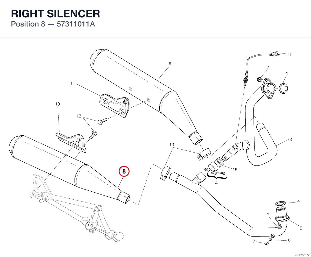RIGHT SILENCER 57311011A diagram position