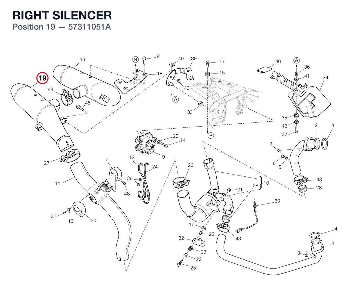 RIGHT SILENCER 57311051A diagram position