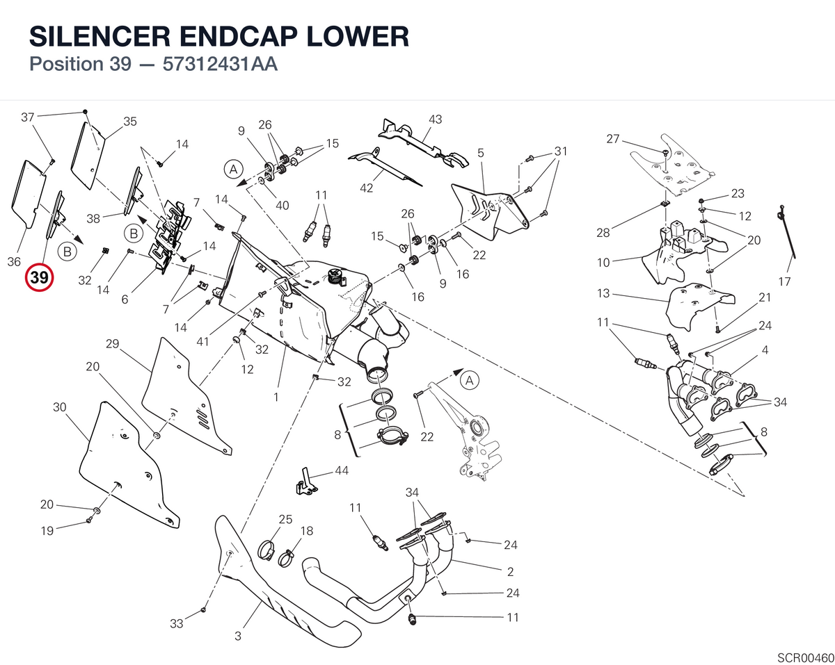 SILENCER ENDCAP LOWER 57312431AA diagram position