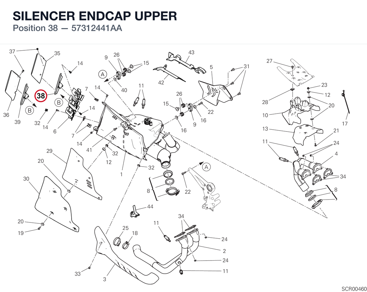 SILENCER ENDCAP UPPER 57312441AA diagram position