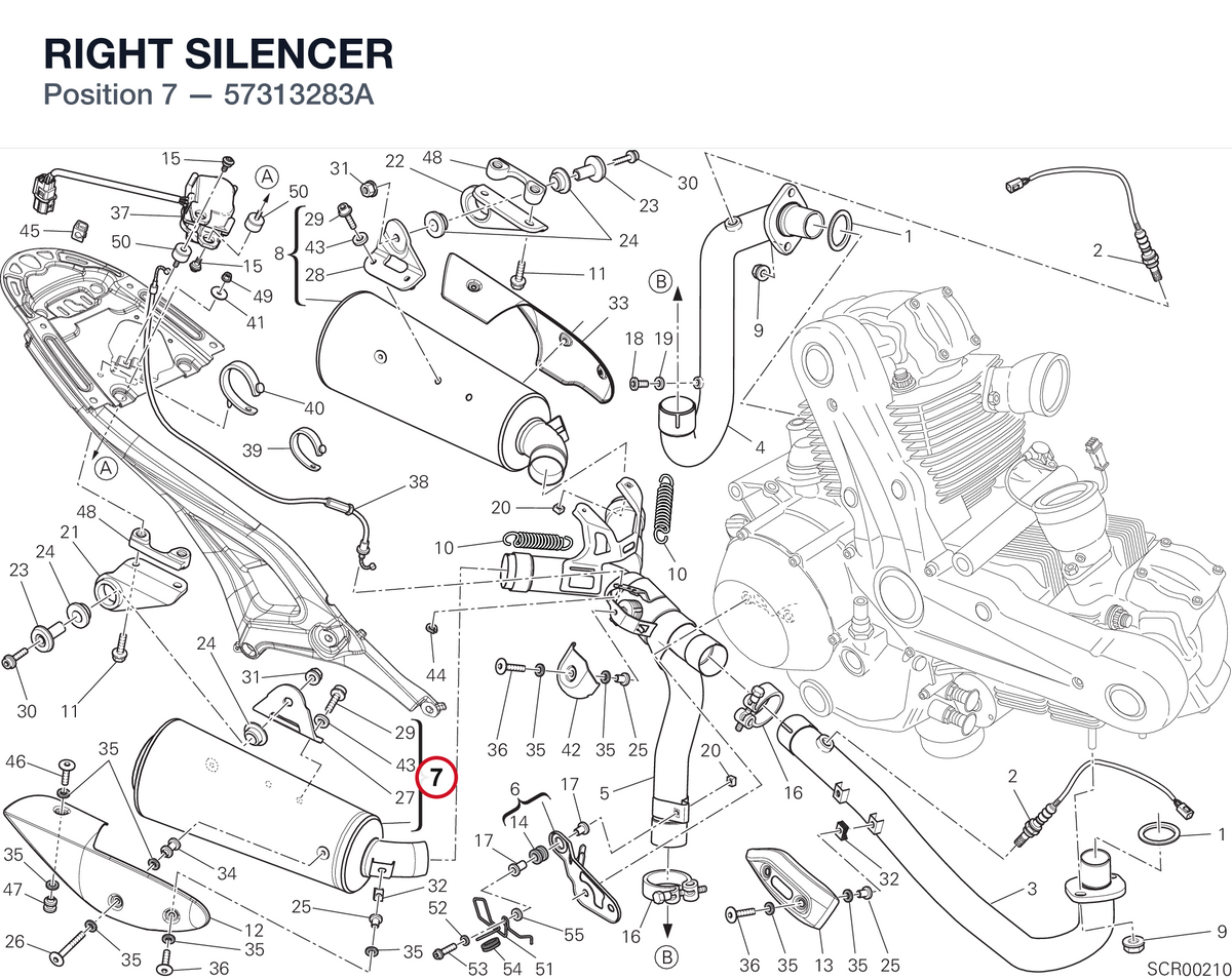 RIGHT SILENCER 57313283A diagram position