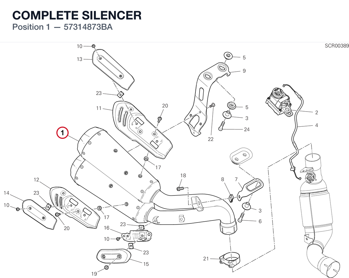 COMPLETE SILENCER 57314873BA diagram position