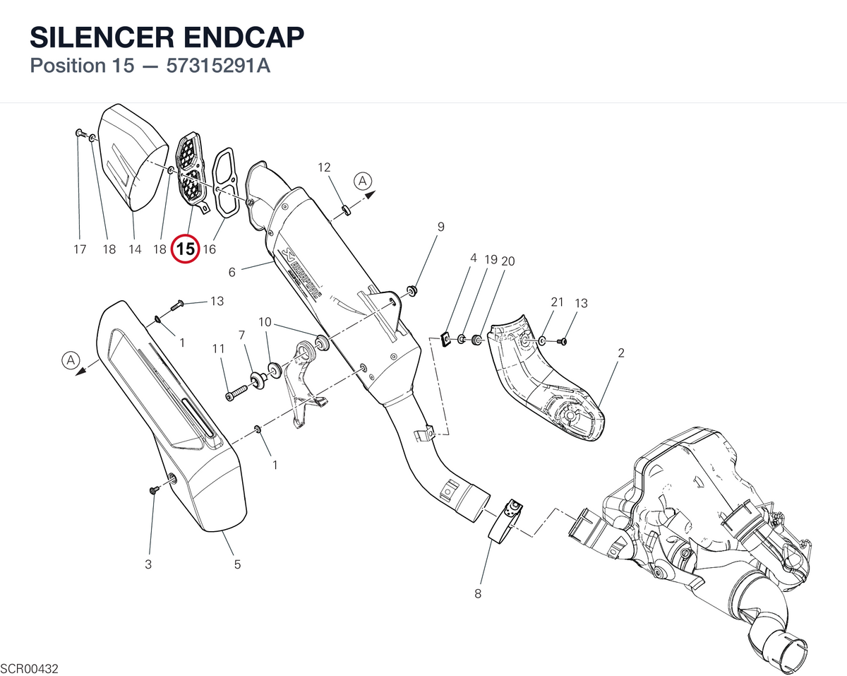 SILENCER ENDCAP 57315291A diagram position