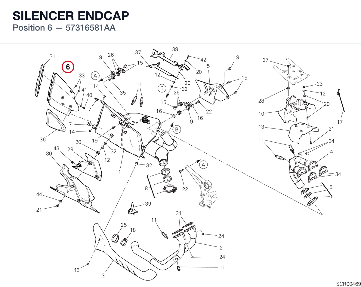 SILENCER ENDCAP 57316581AA diagram position