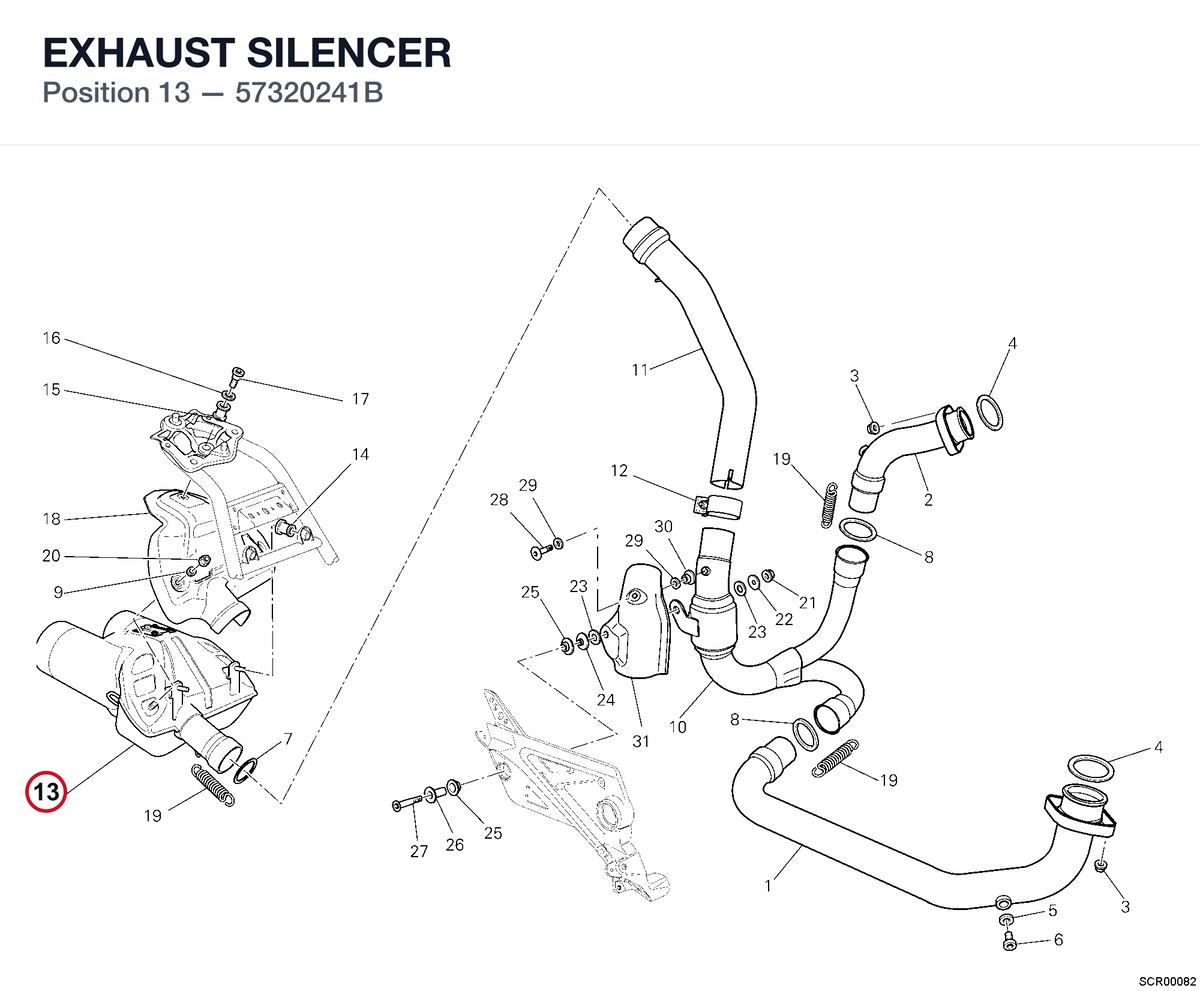 EXHAUST SILENCER 57320241B diagram position