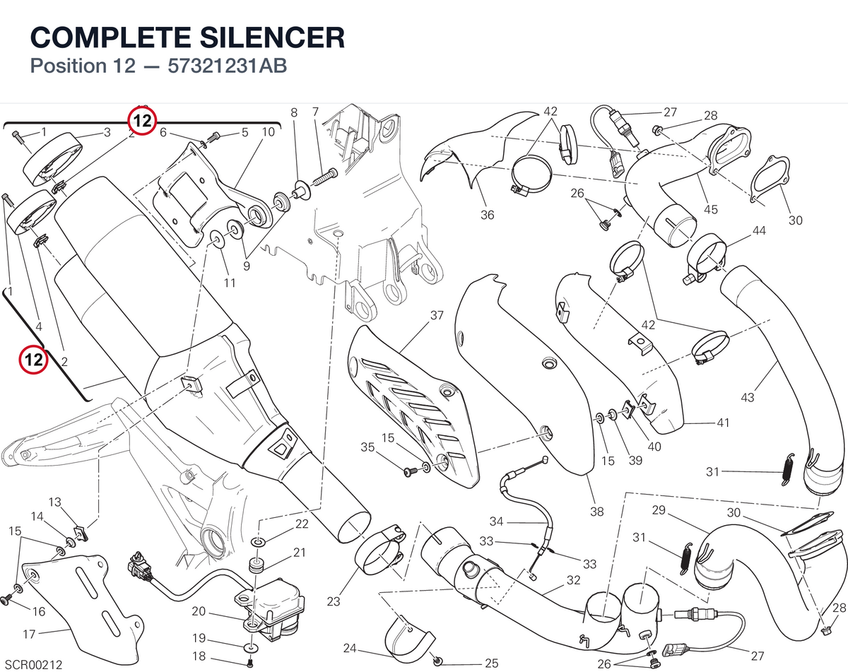 COMPLETE SILENCER 57321231AB diagram position