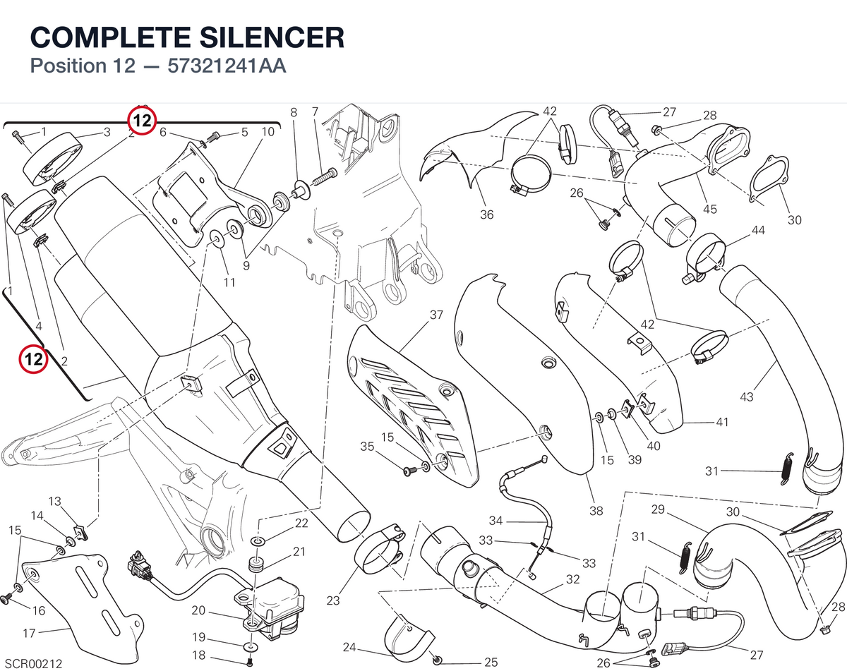 COMPLETE SILENCER 57321241AA diagram position