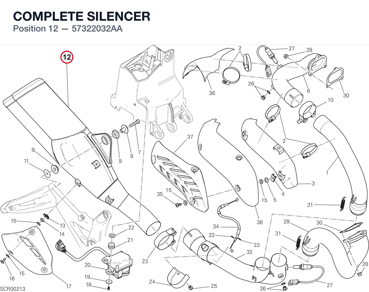 COMPLETE SILENCER 57322032AA diagram position