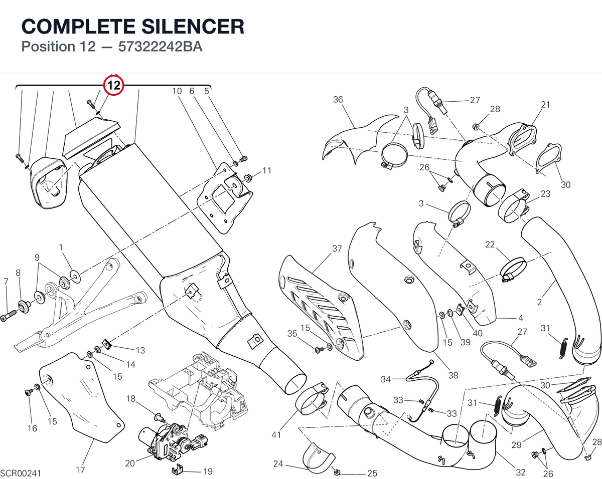 COMPLETE SILENCER 57322242BA diagram position