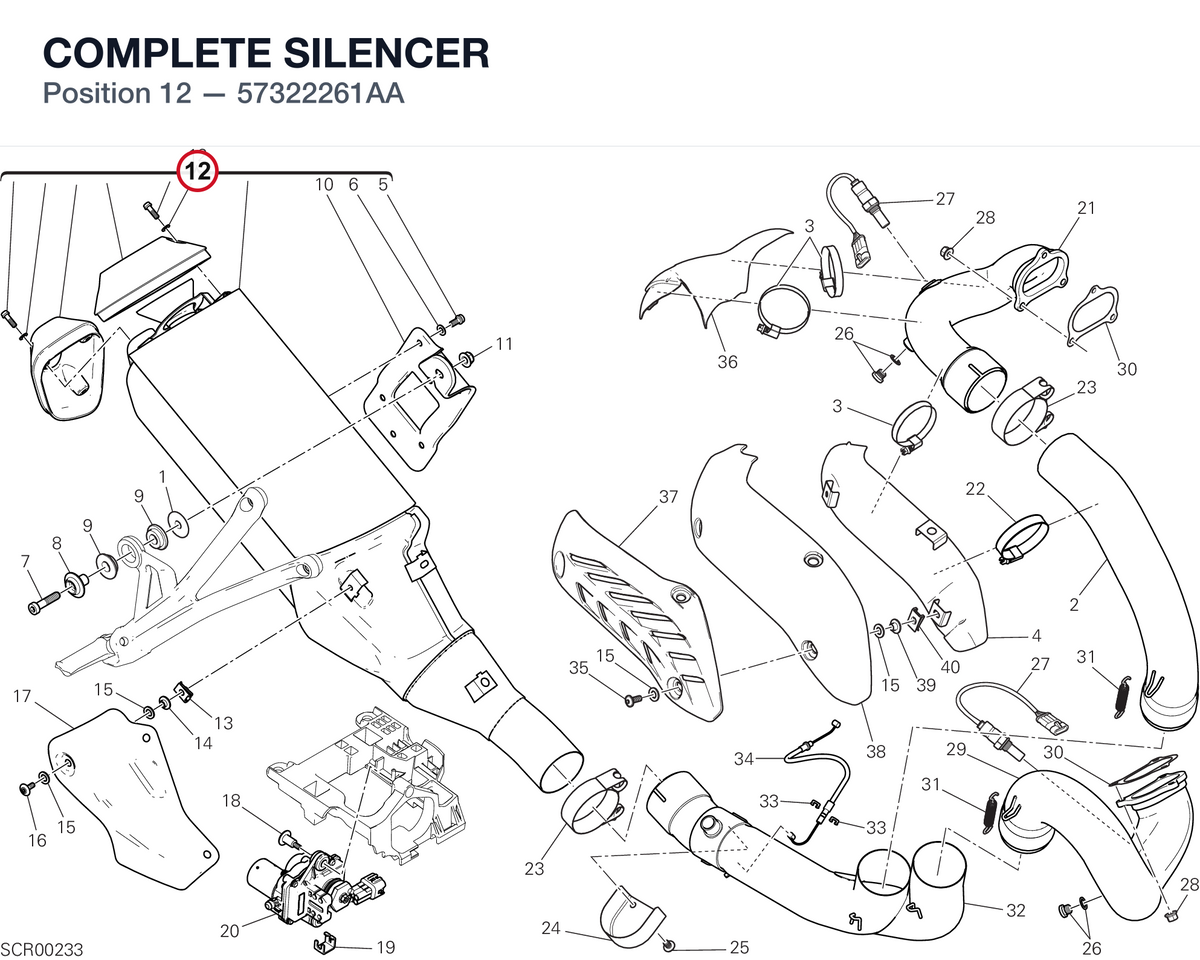 COMPLETE SILENCER 57322261AA diagram position