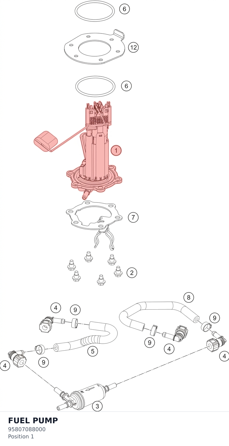 Diagram preview: FUEL PUMP (95807088000)