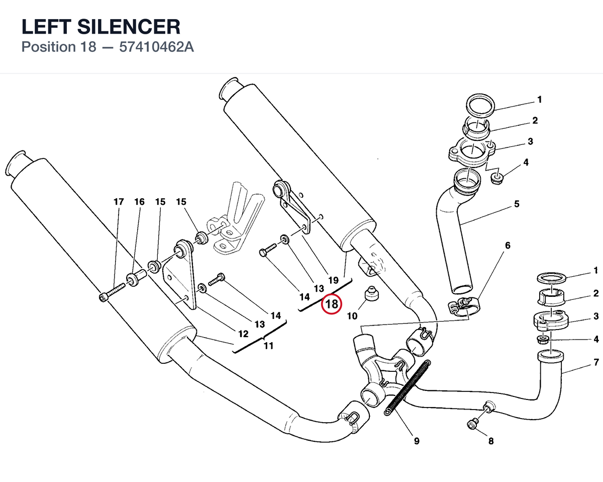 LEFT SILENCER 57410462A diagram position
