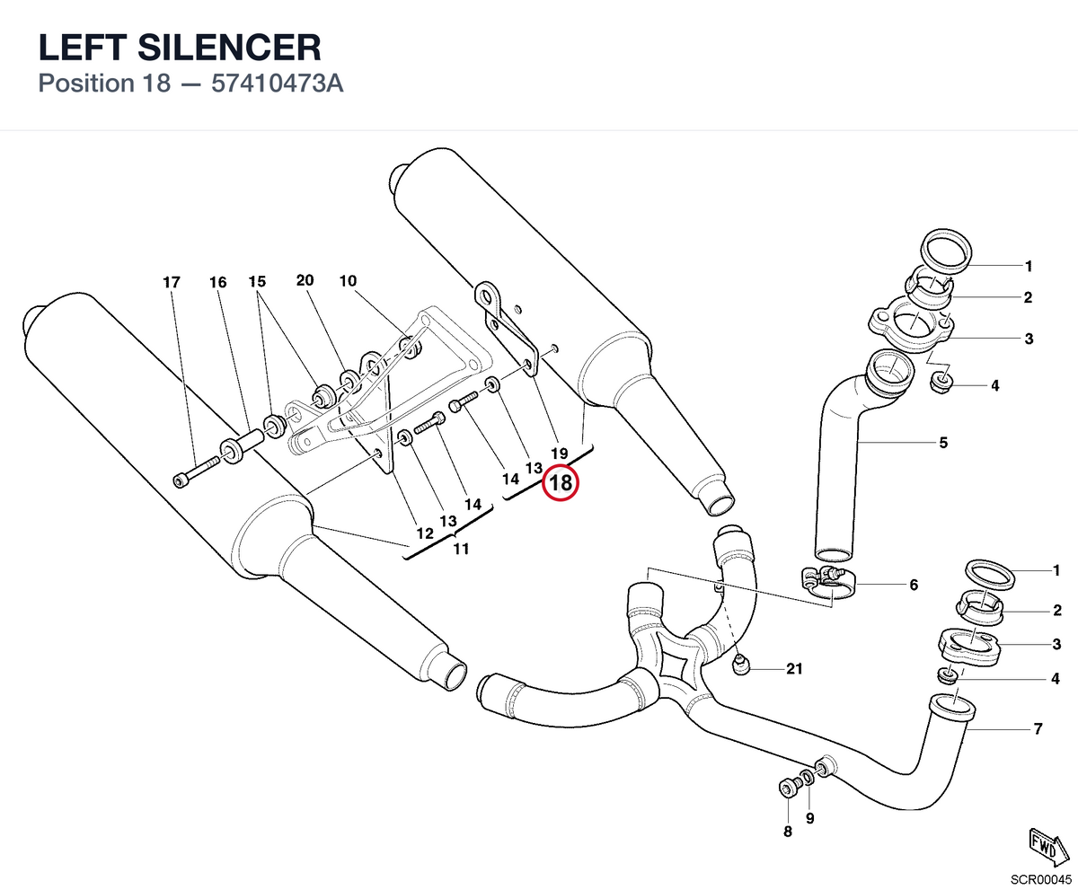 LEFT SILENCER 57410473A diagram position