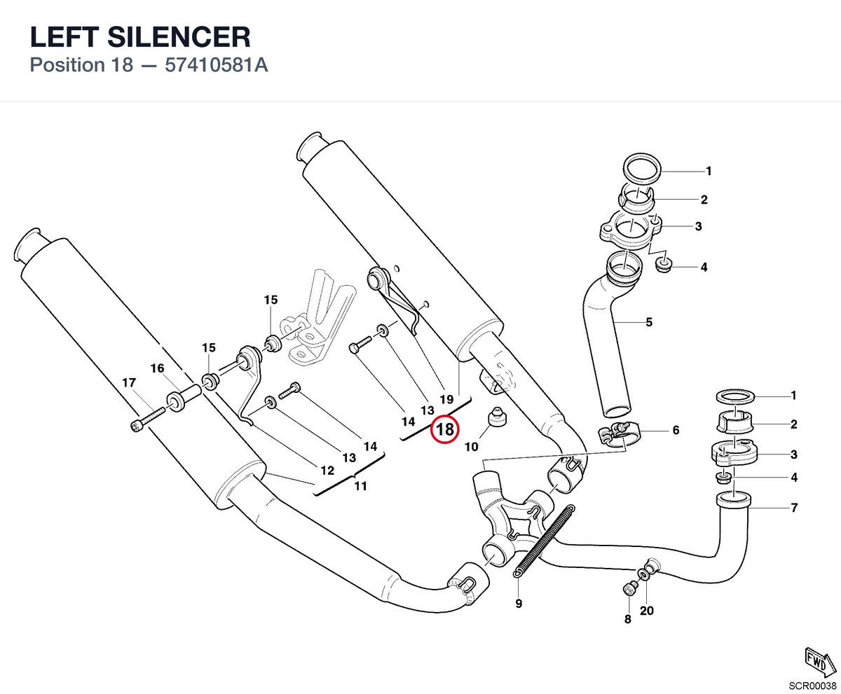 LEFT SILENCER 57410581A diagram position