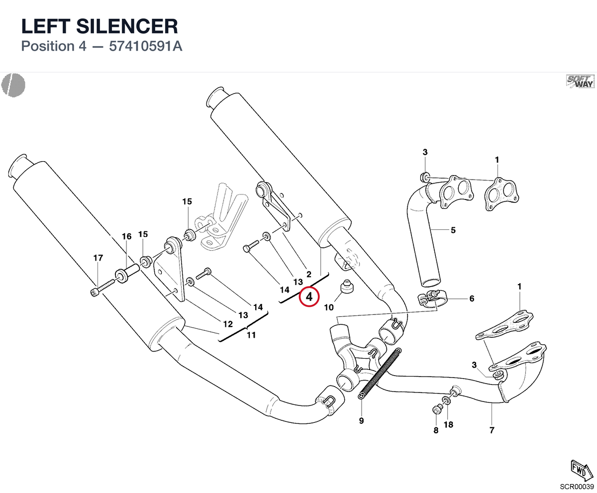 LEFT SILENCER 57410591A diagram position