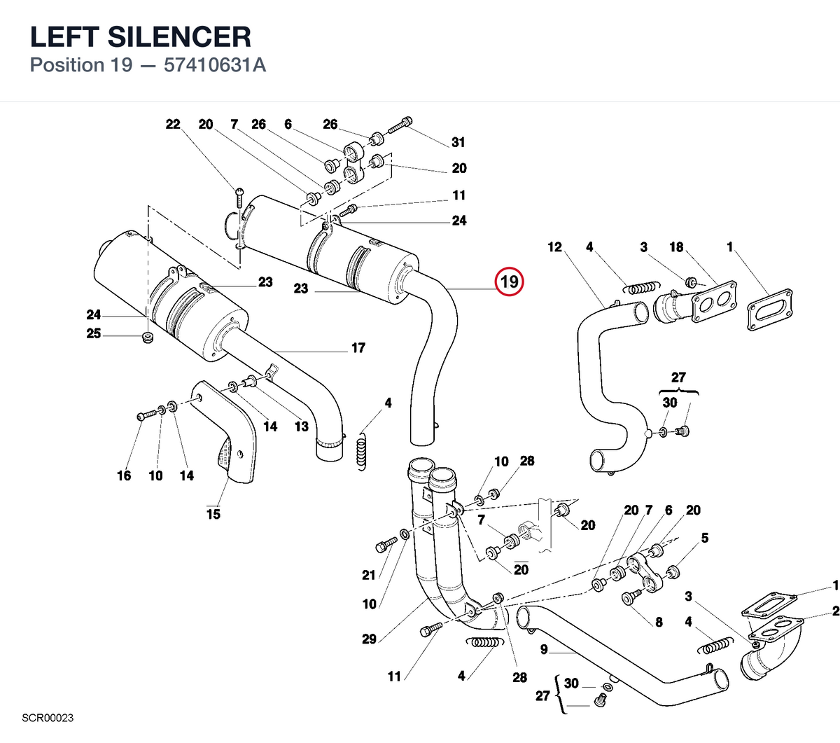 LEFT SILENCER 57410631A diagram position