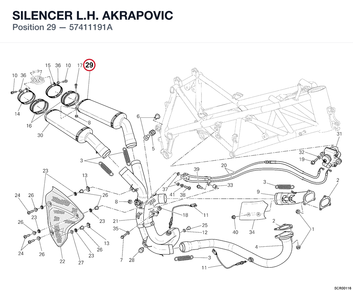 SILENCER L.H. AKRAPOVIC 57411191A diagram position