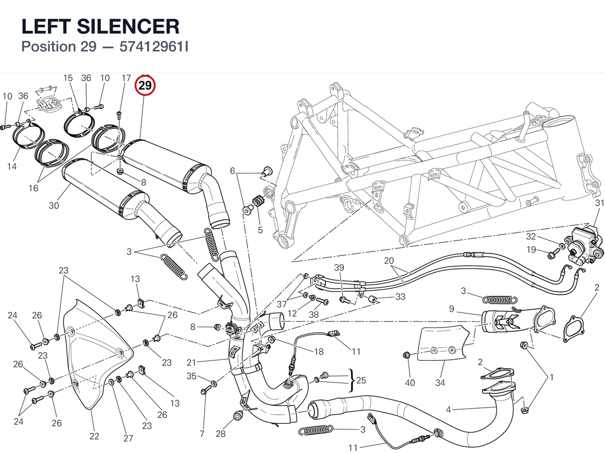 LEFT SILENCER 57412961I diagram position