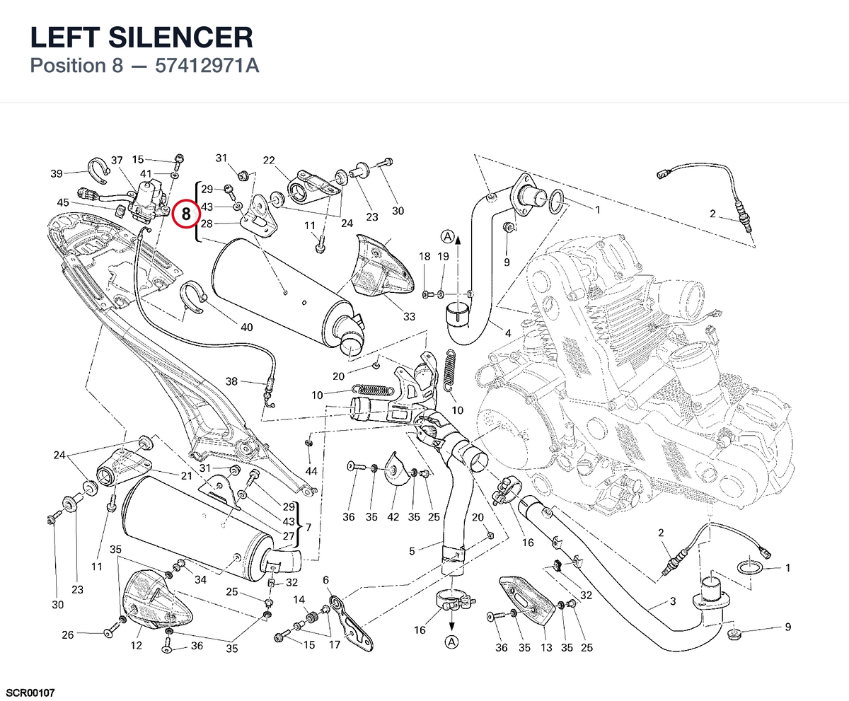 LEFT SILENCER 57412971A diagram position