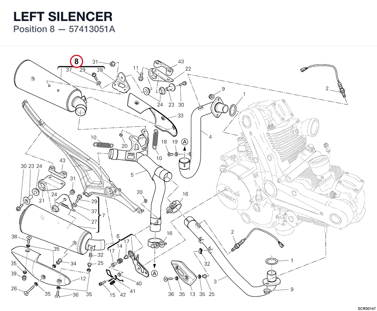 LEFT SILENCER 57413051A diagram position