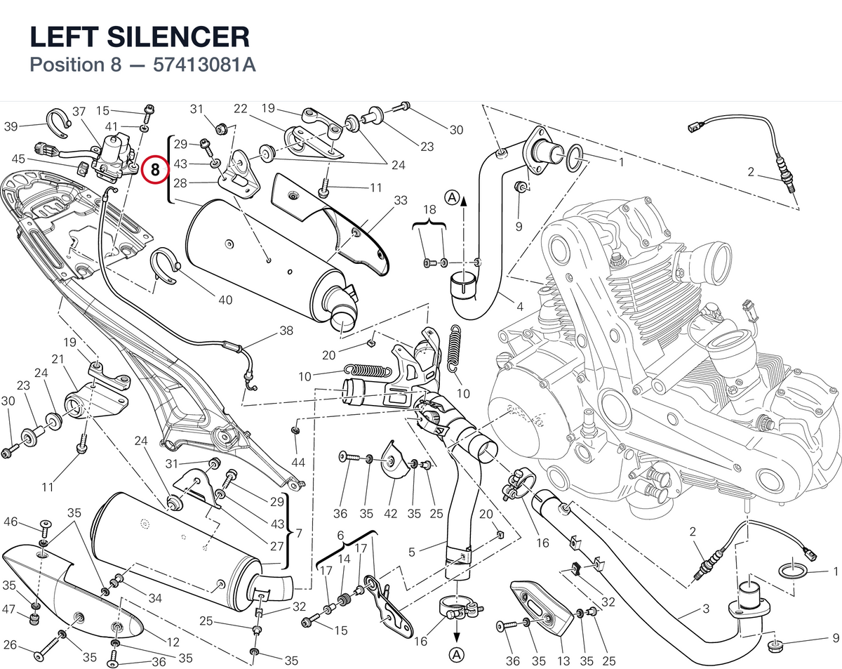 LEFT SILENCER 57413081A diagram position