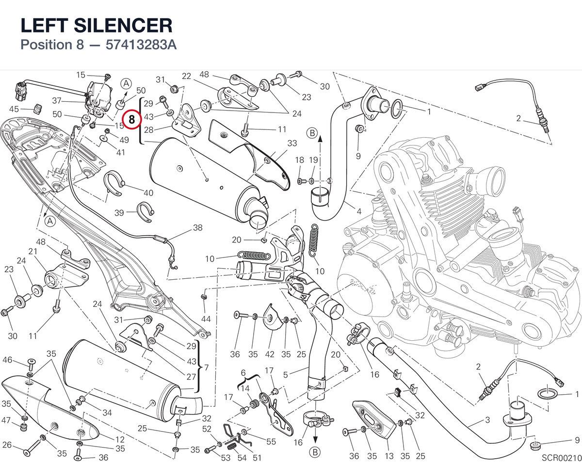 LEFT SILENCER 57413283A diagram position