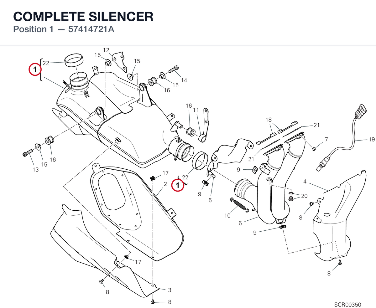 COMPLETE SILENCER 57414721A diagram position