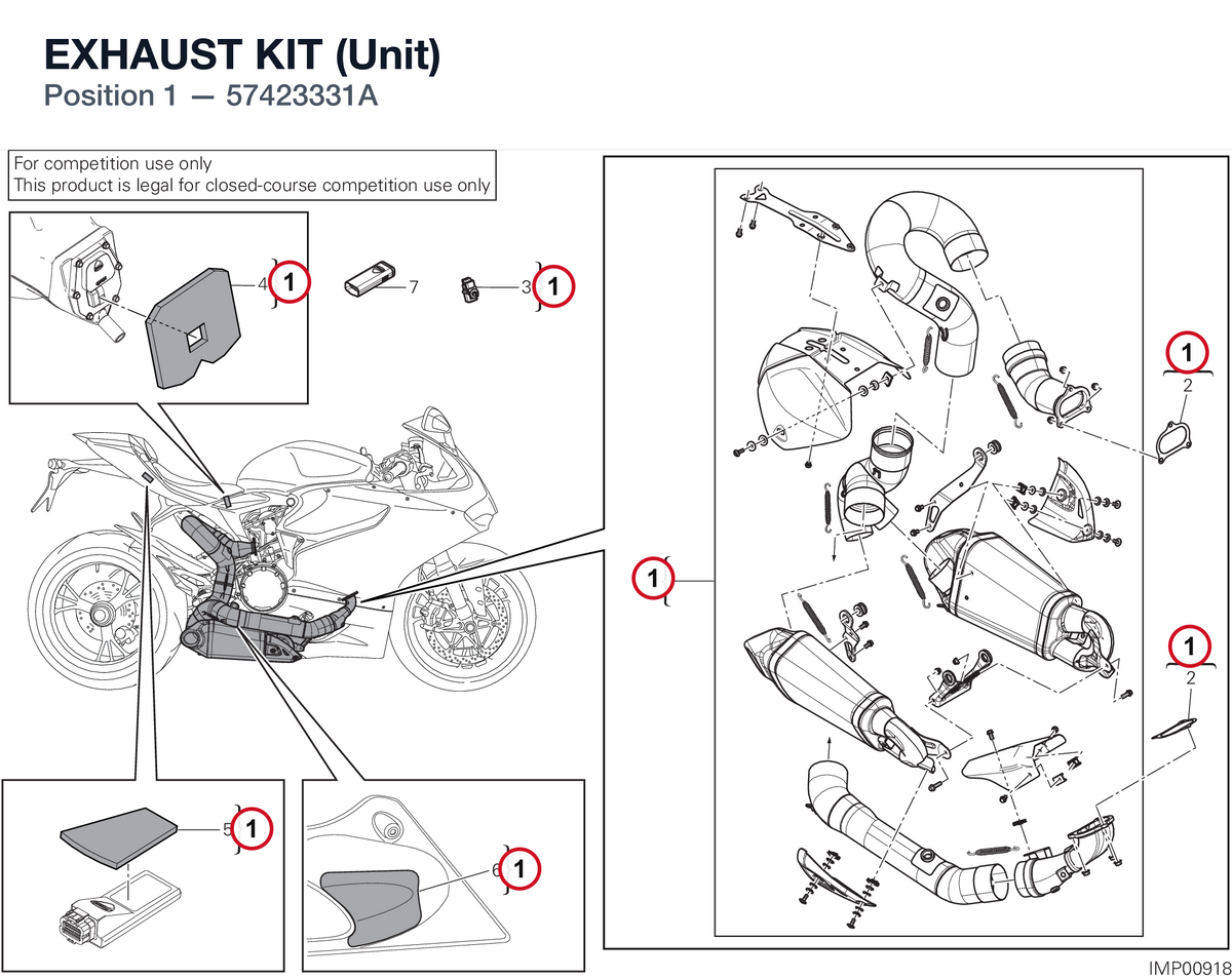 EXHAUST KIT (Unit) 57423331A diagram position