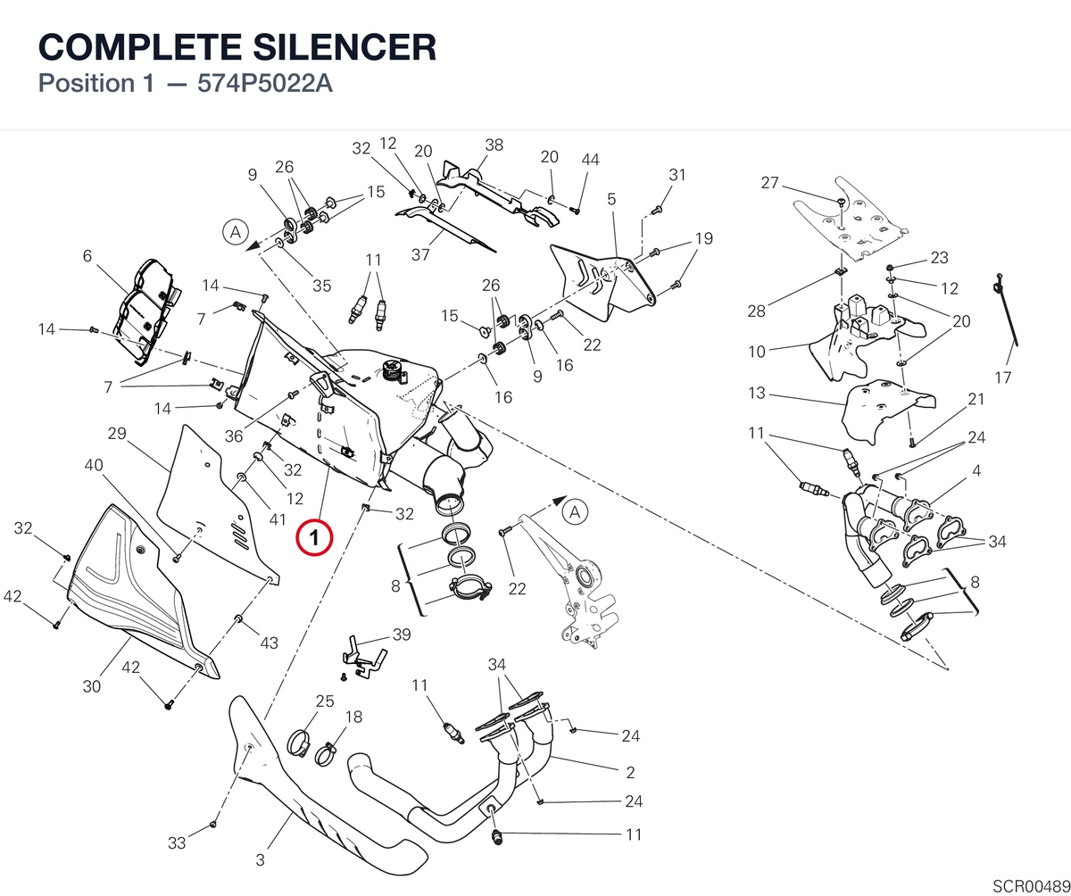 COMPLETE SILENCER 574P5022A diagram position