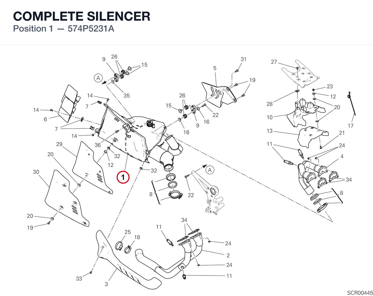 COMPLETE SILENCER 574P5231A diagram position