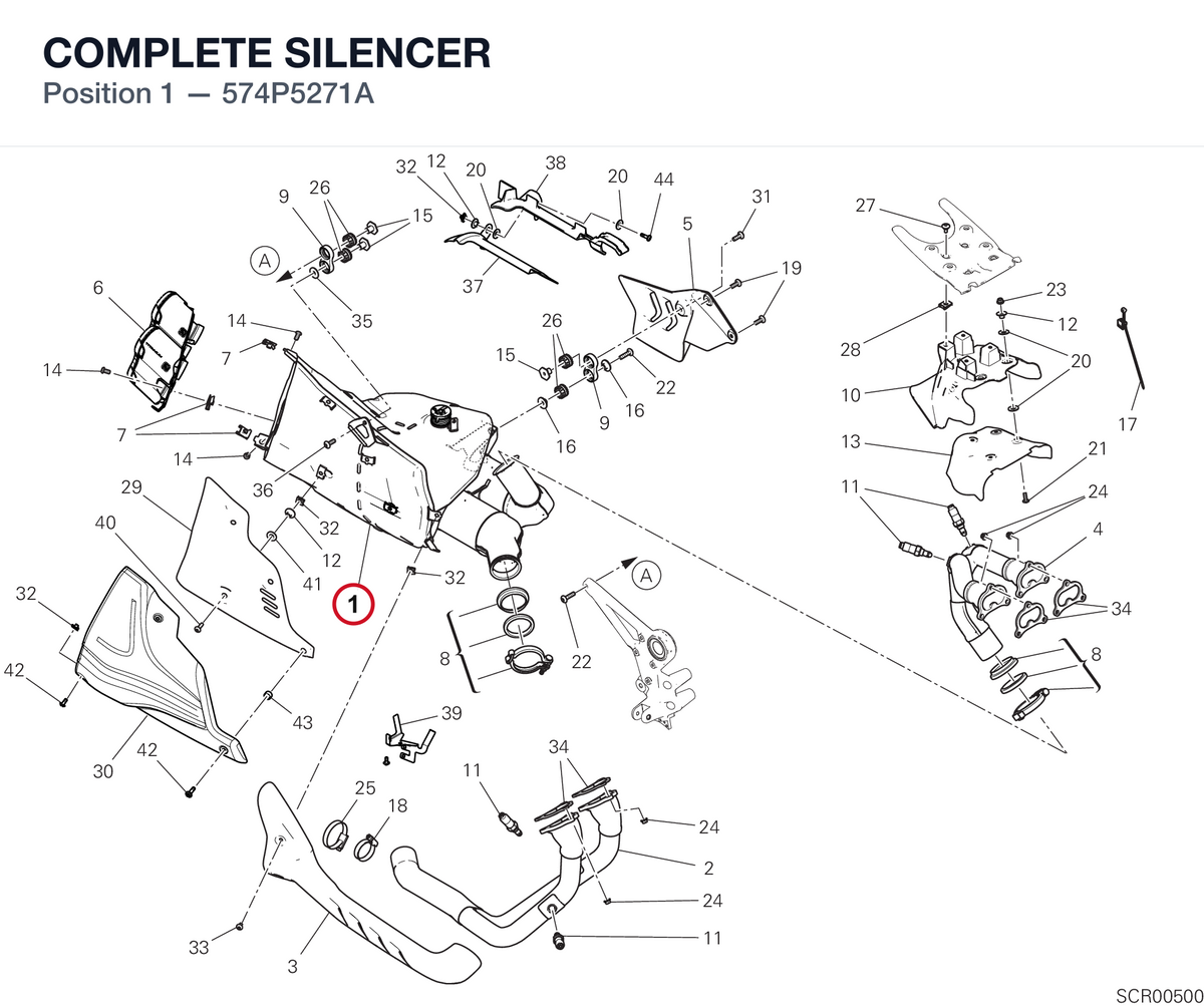 COMPLETE SILENCER 574P5271A diagram position