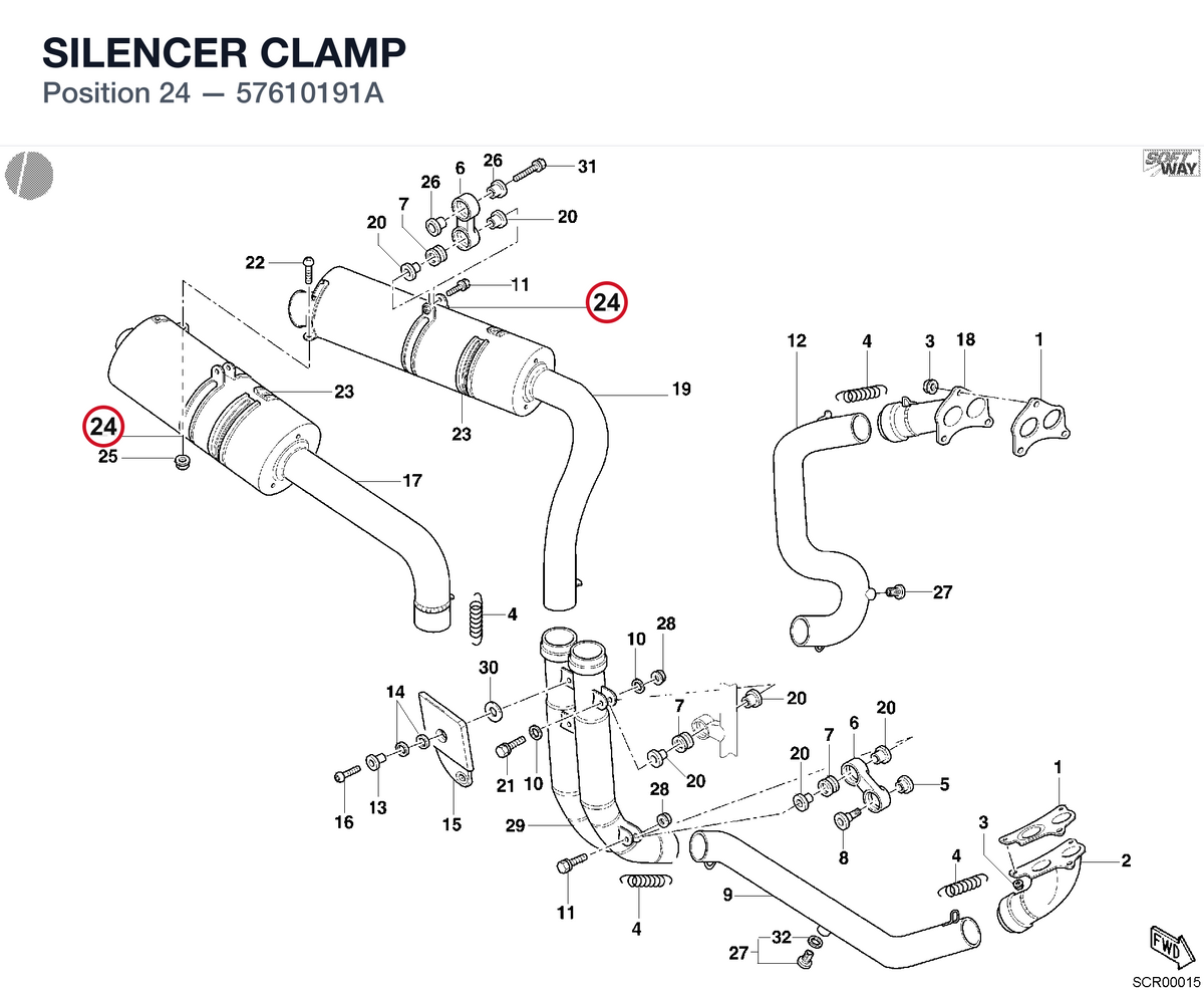SILENCER CLAMP 57610191A diagram position