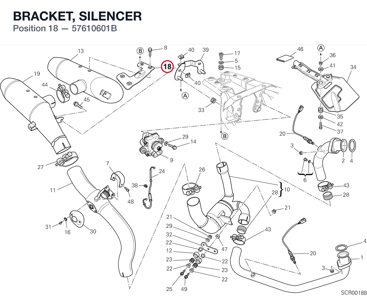 BRACKET, SILENCER 57610601B diagram position