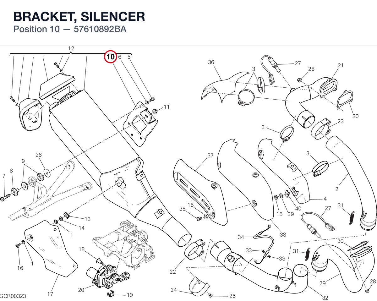 BRACKET, SILENCER 57610892BA diagram position