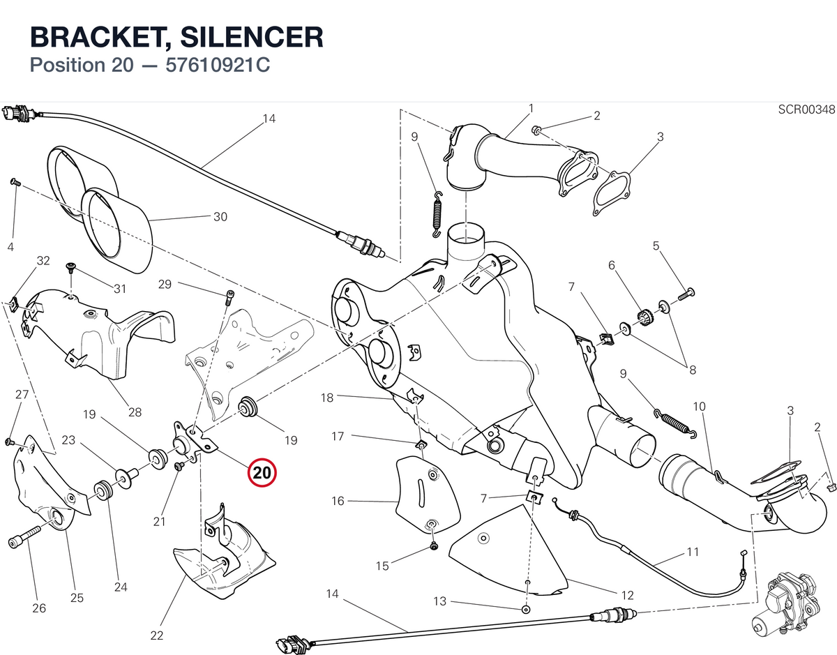 BRACKET, SILENCER 57610921C diagram position