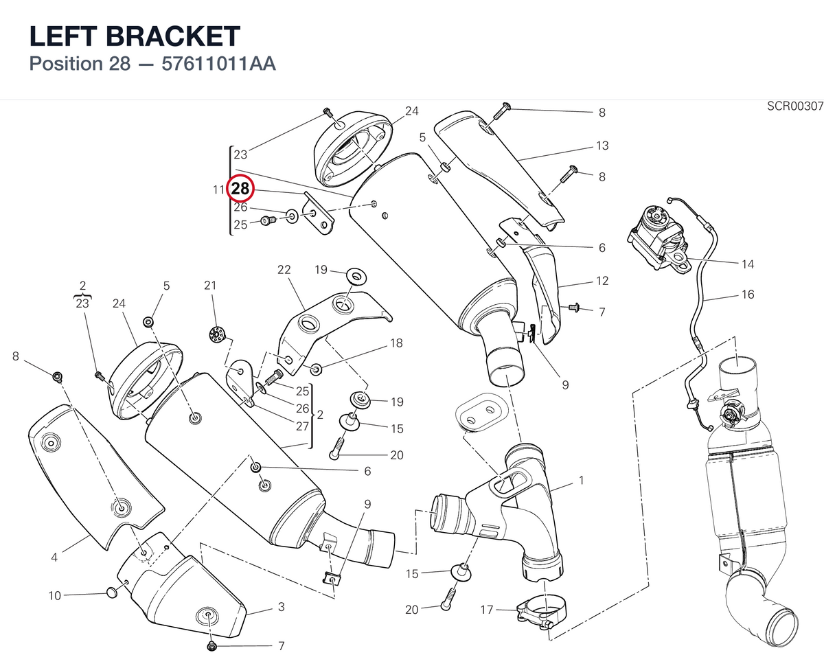 LEFT BRACKET 57611011AA diagram position