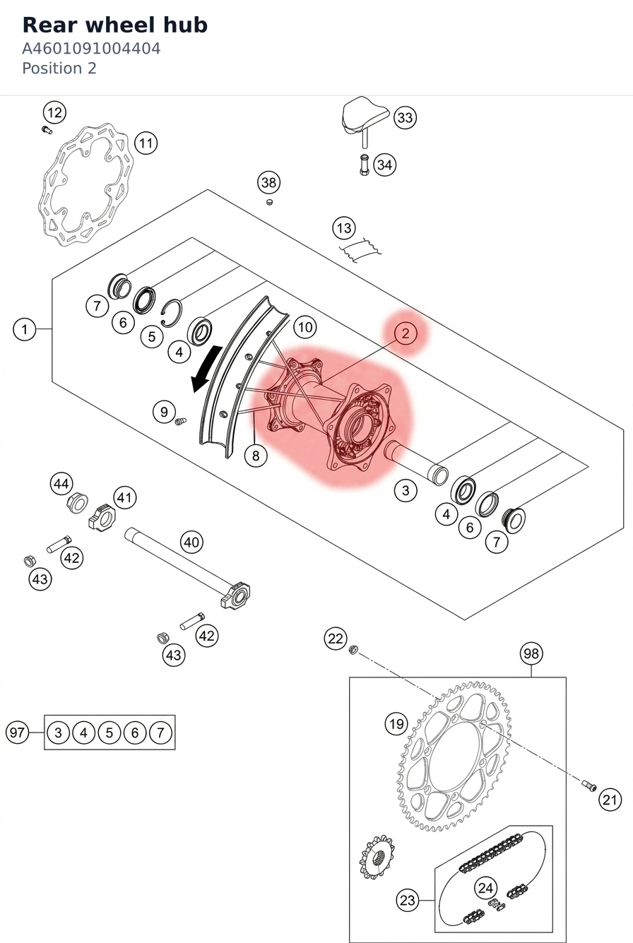 Diagram preview: Rear wheel hub (A4601091004404)