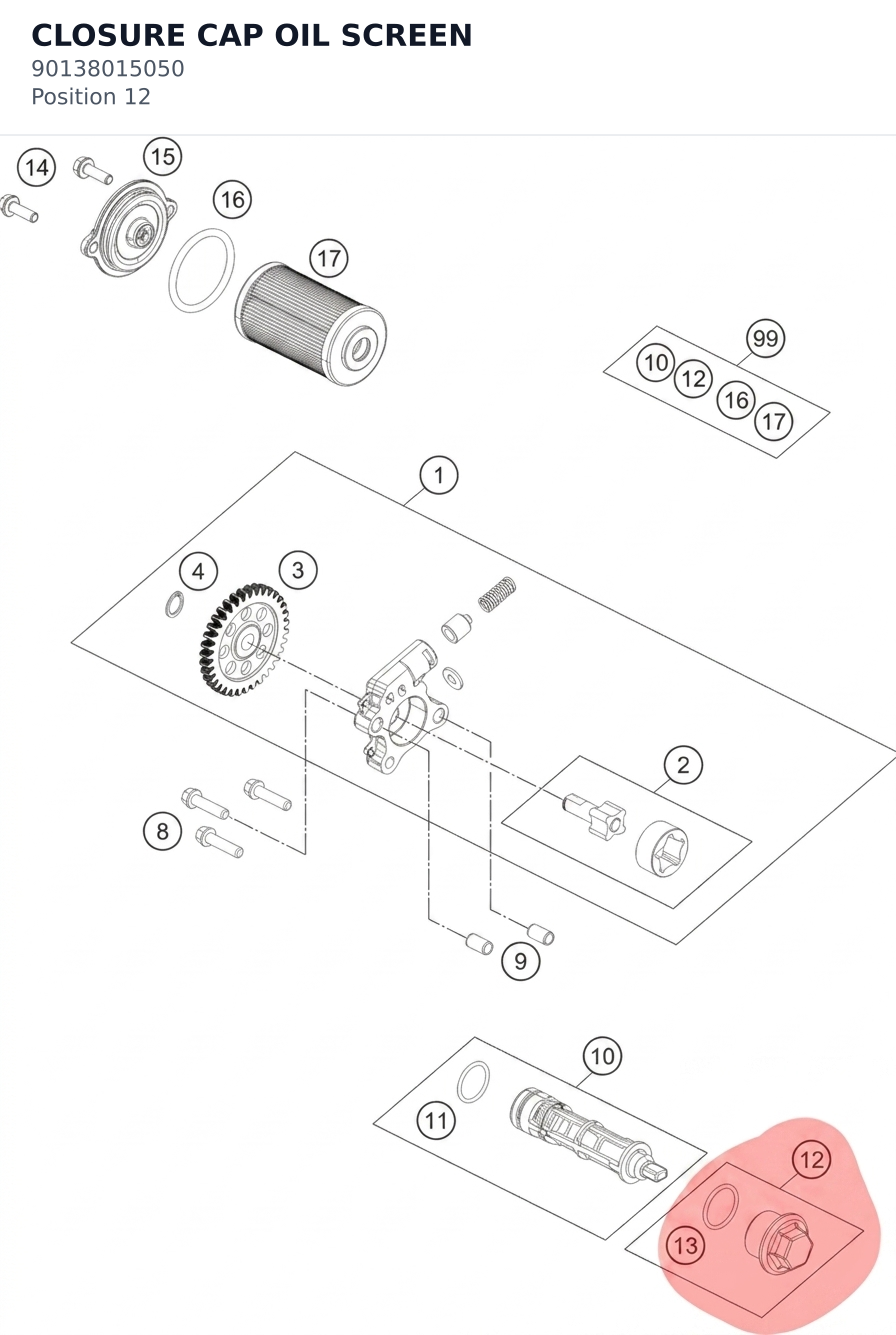 Diagram preview: CLOSURE CAP OIL SCREEN (90138015050)
