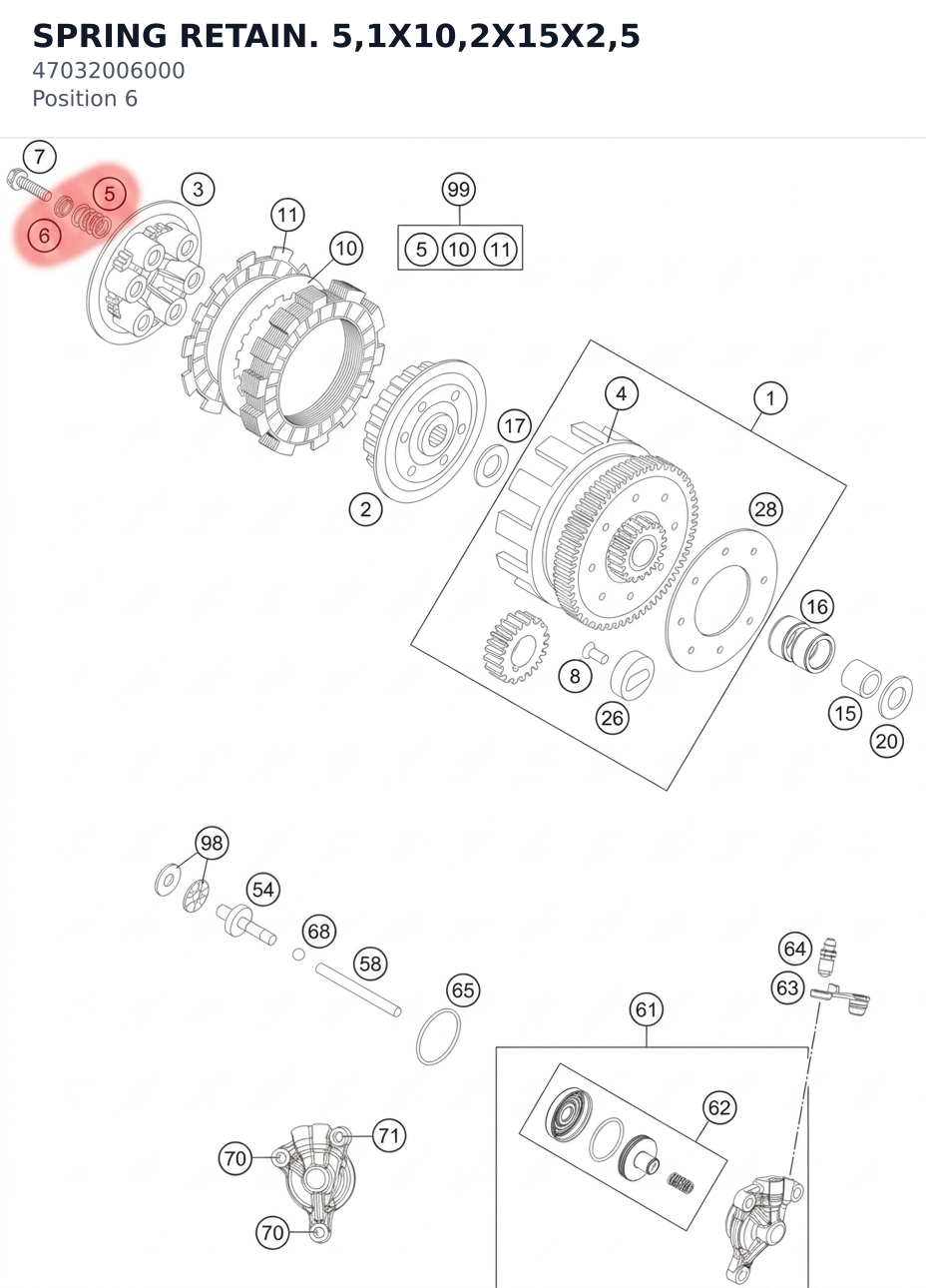Diagram preview: SPRING RETAIN. 5,1X10,2X15X2,5 (47032006000)