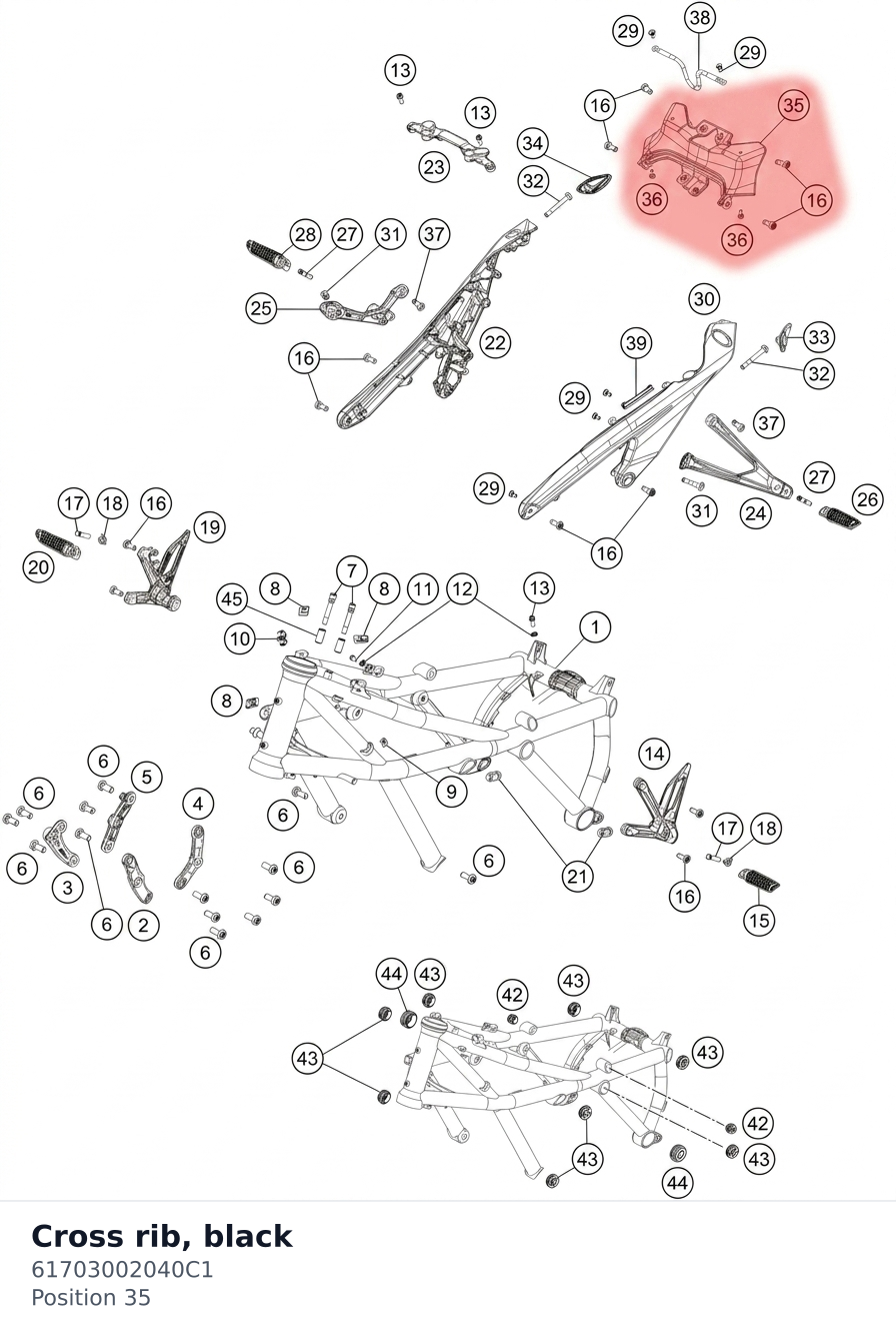 Diagram preview: Cross rib, black (61703002040C1)