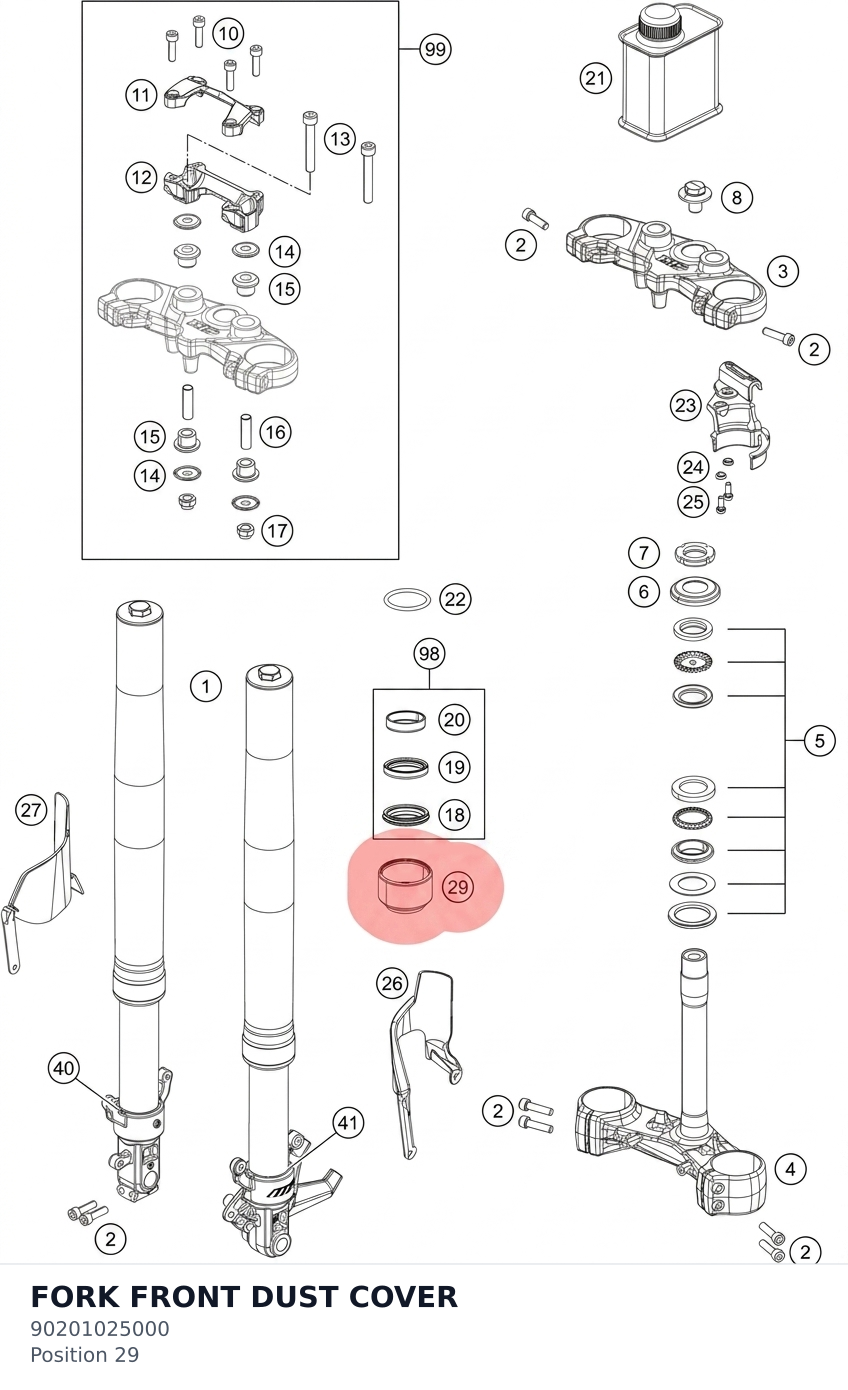Diagram preview: FORK FRONT DUST COVER (90201025000)