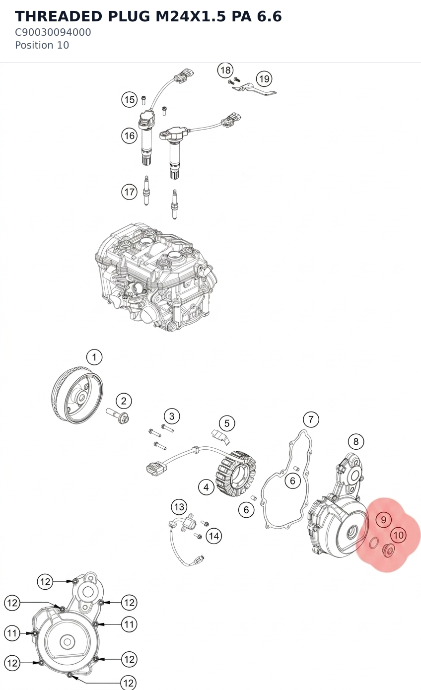 Diagram preview: THREADED PLUG M24X1.5 PA 6.6 (C90030094000)