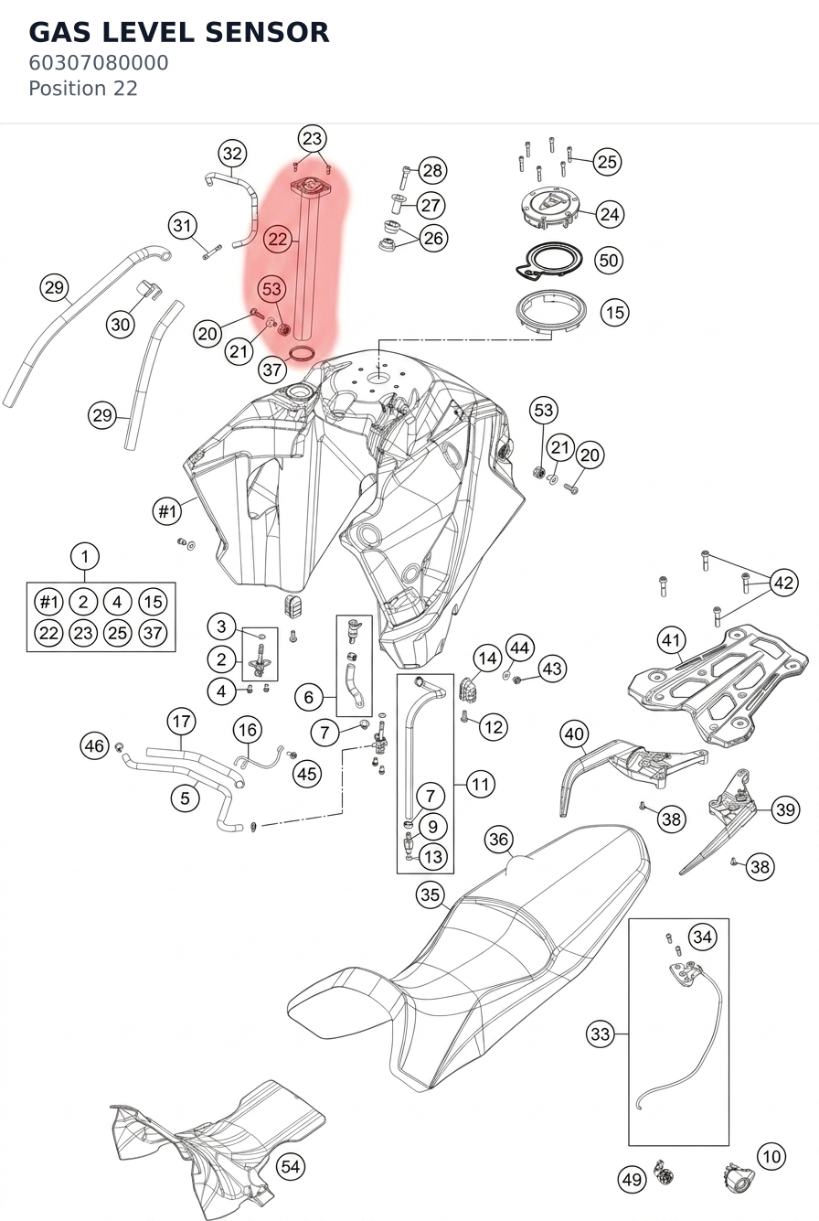 Diagram preview: GAS LEVEL SENSOR (60307080000)