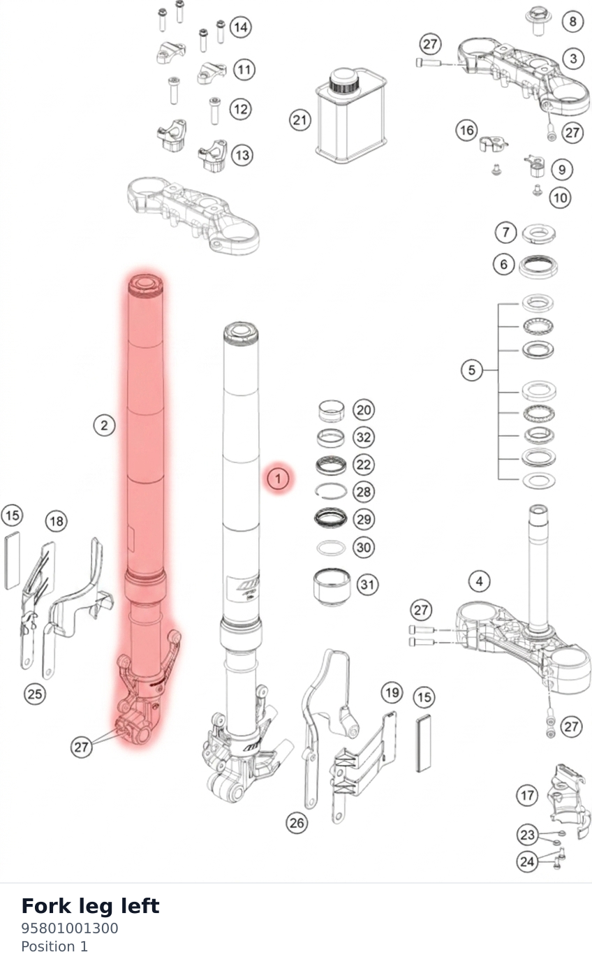 Diagram preview: Fork leg left (95801001300)