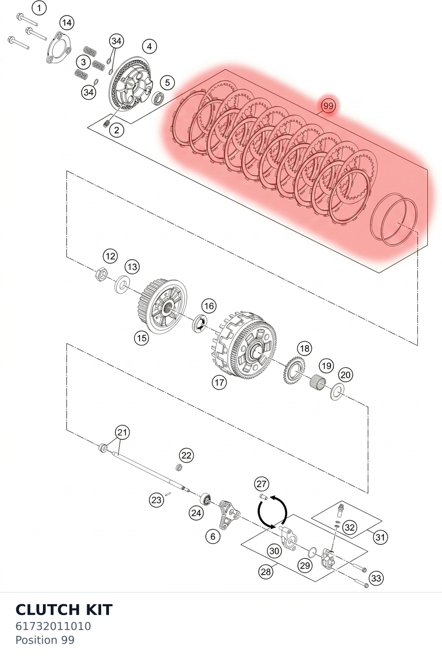 Diagram preview: CLUTCH KIT (61732011010)