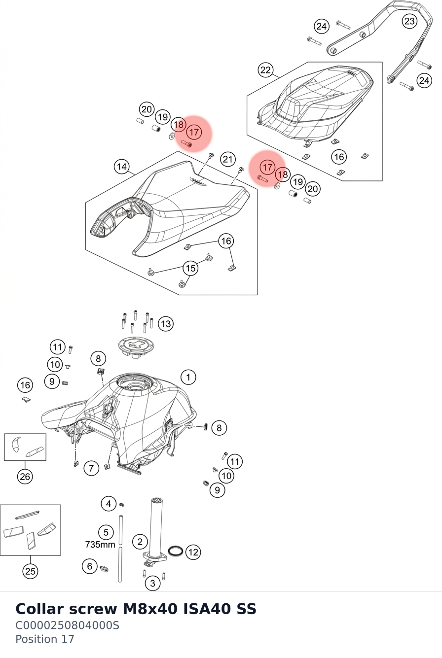 Diagram preview: Collar screw M8x40 ISA40 SS (C0000250804000S)