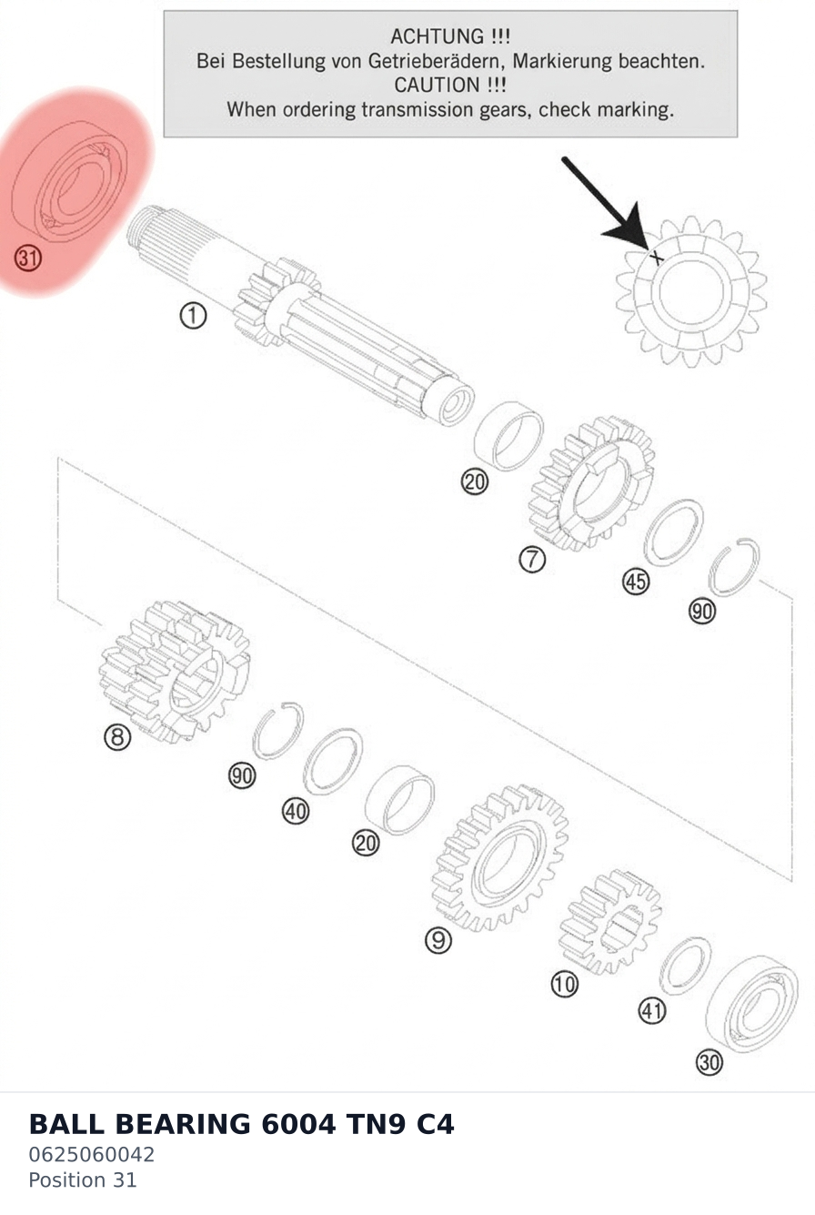 Diagram preview: BALL BEARING 6004 TN9 C4 (0625060042)