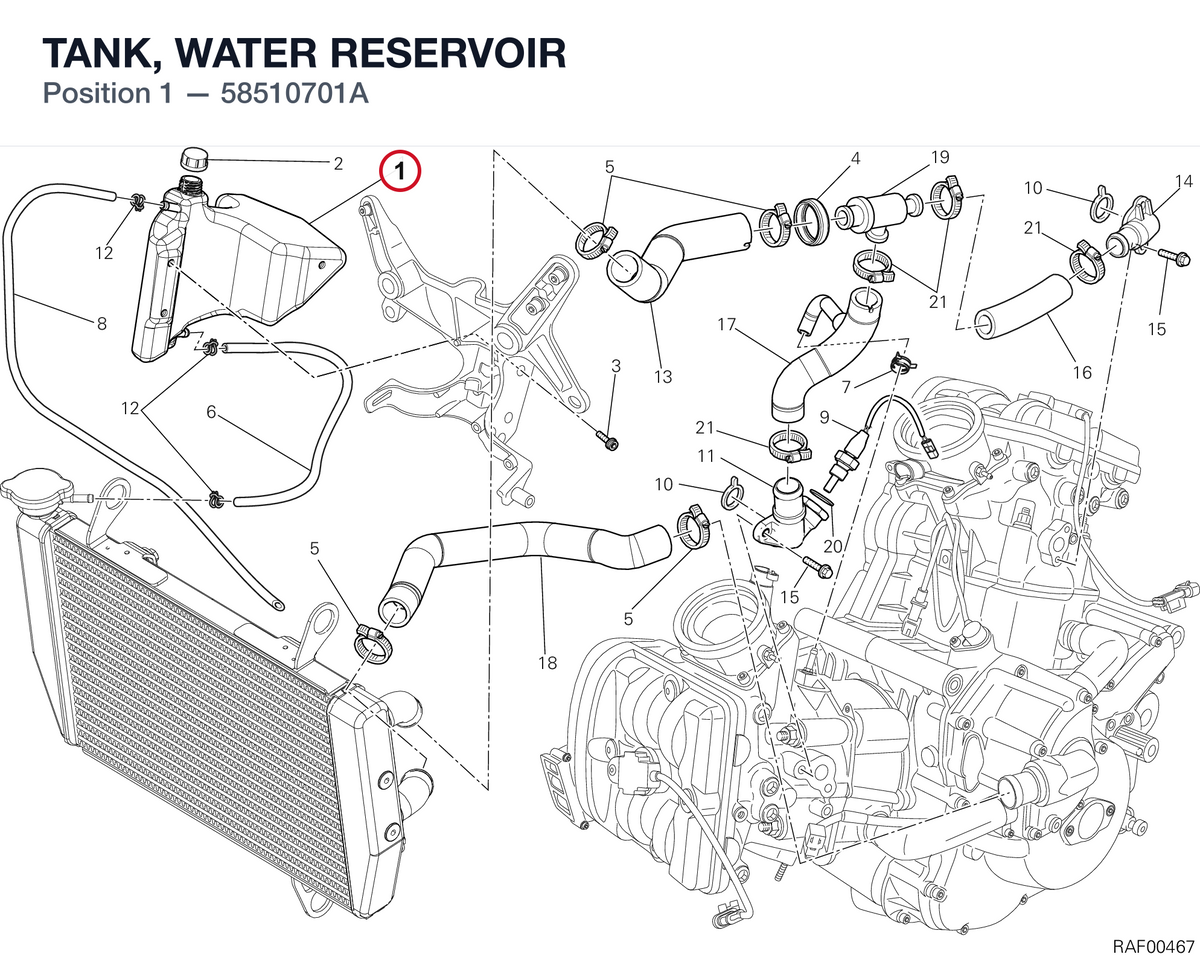 TANK, WATER RESERVOIR 58510701A diagram position