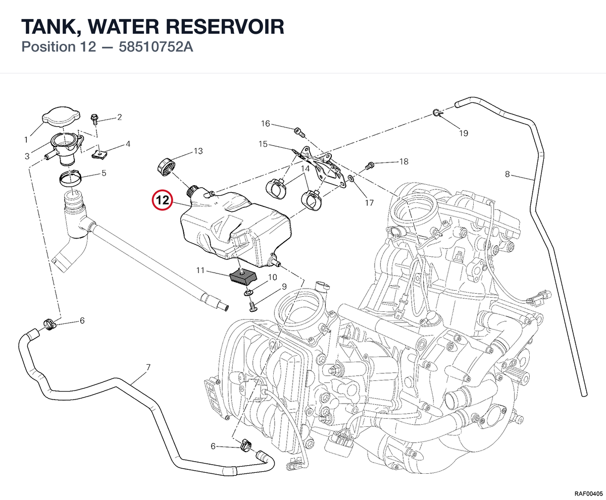 TANK, WATER RESERVOIR 58510752A diagram position