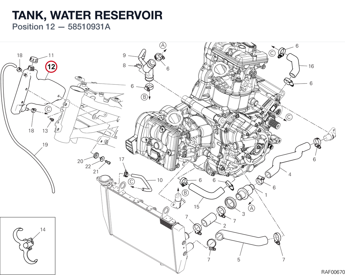 TANK, WATER RESERVOIR 58510931A diagram position